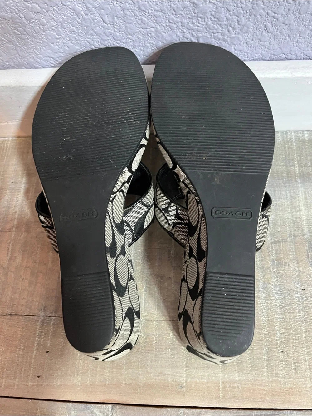 Y2K Greta Signature Coach Black & Silver-Women's Wedge Heeled Slip ons Sz 6.5